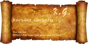 Kertész Gergely névjegykártya